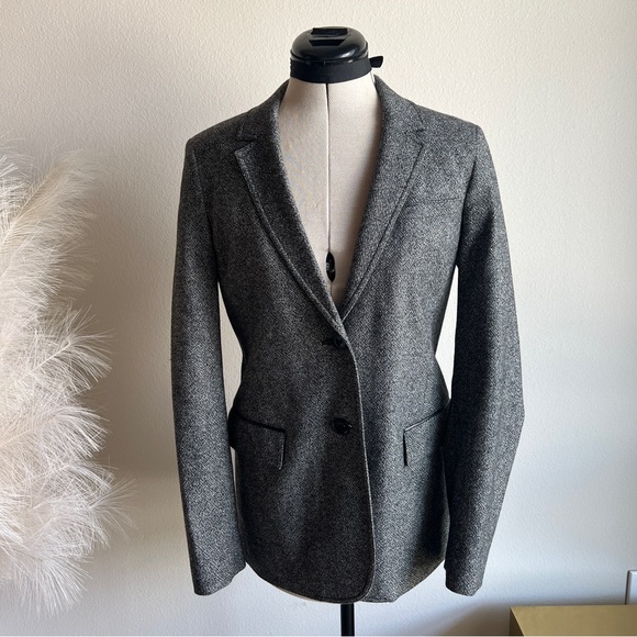 Burberry Brit Heathered Grey Black Tailored Blazer - Picture 1 of 12